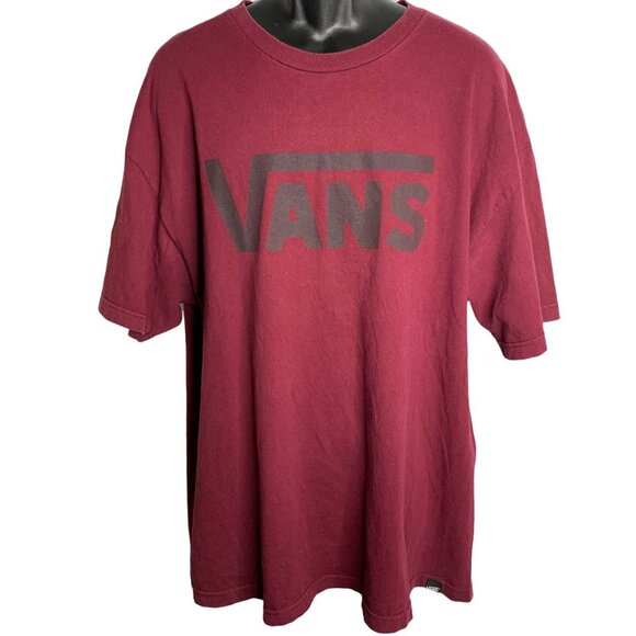 Vans Other - Vans Shoes Crewneck Graphic T Shirt XL Maroon Red Short Sleeves Skateboard